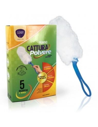 Clendy Piumino Catturapolvere - Manico Con 5 Ricambi Profumati